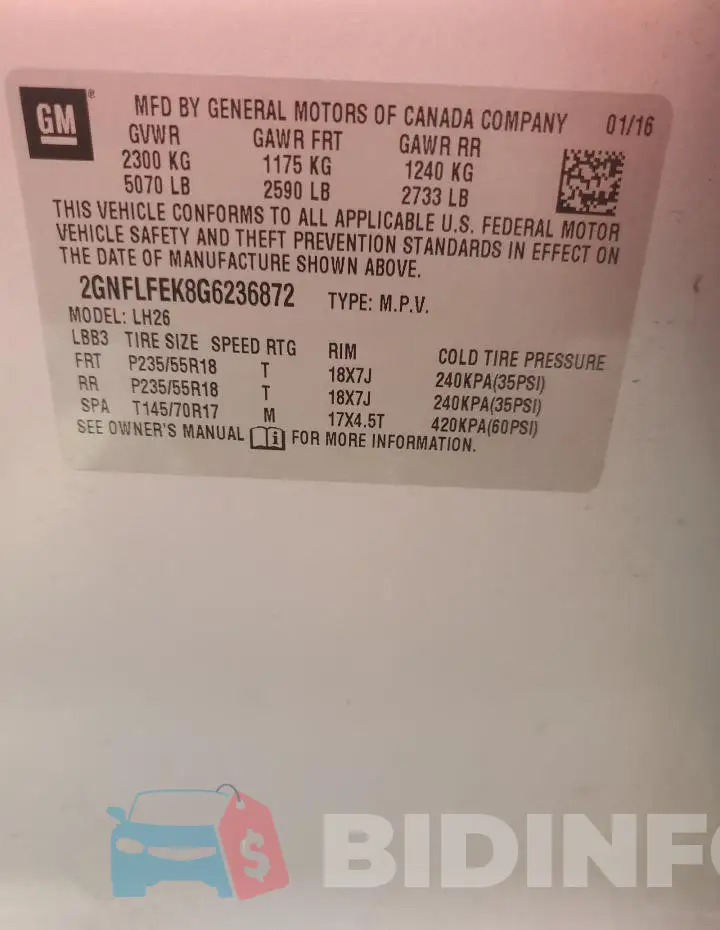 2GNFLFEK8G6236872 Photo# 13