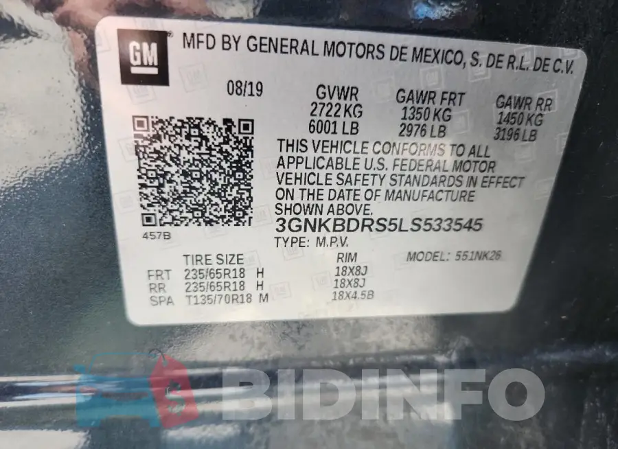 3GNKBDRS5LS533545 Photo# 12