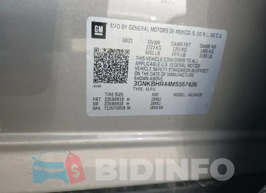 3GNKBHR44MS557426 Photo# 13