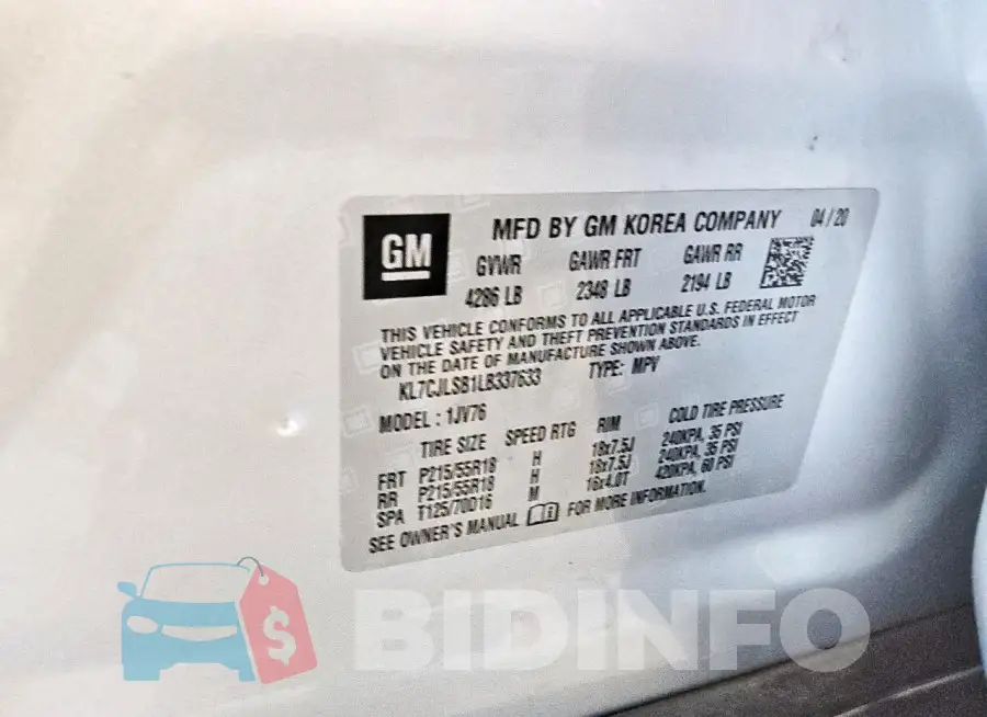 KL7CJLSB1LB337633 Photo# 12