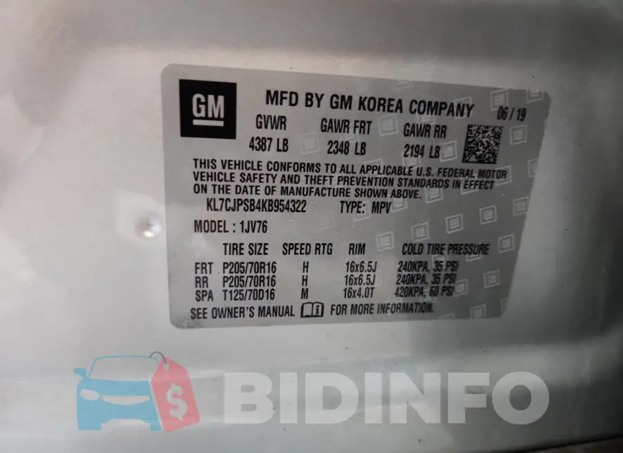 KL7CJPSB4KB954322 Photo# 13