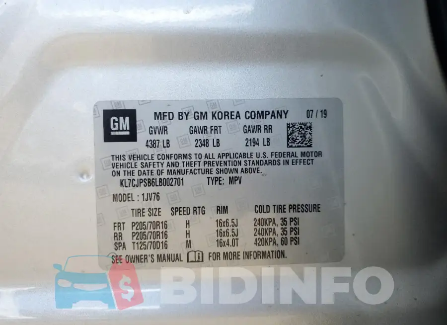 KL7CJPSB6LB002701 Photo# 13