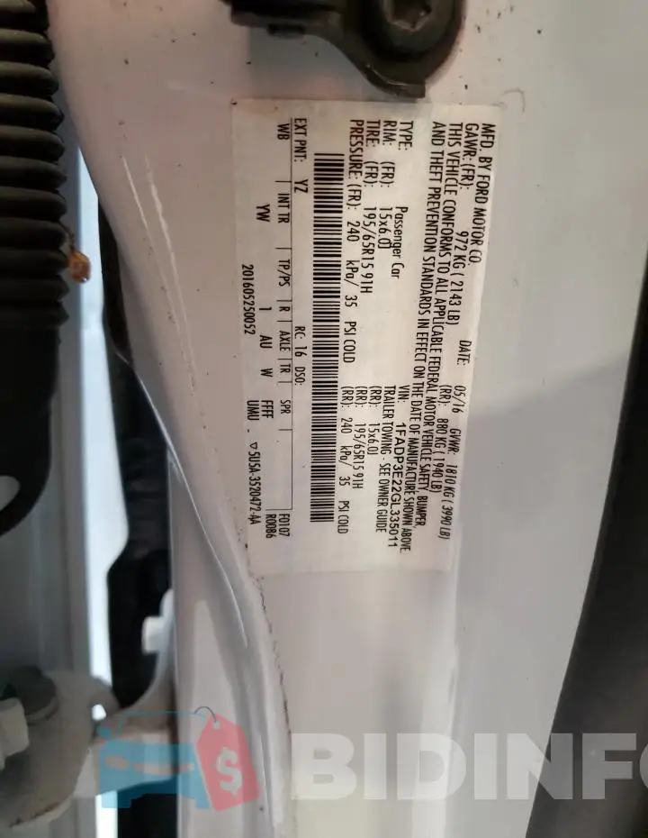 1FADP3E22GL335011 Photo# 12