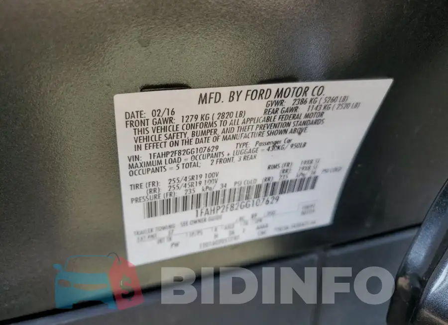 1FAHP2F82GG107629 Photo# 12