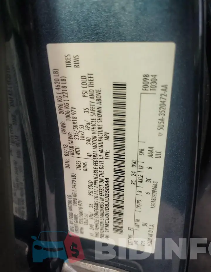 1FMCU0HD8JUB58844 Photo# 13