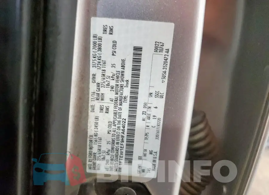 1FTEW1EF9HFA64022 Photo# 12