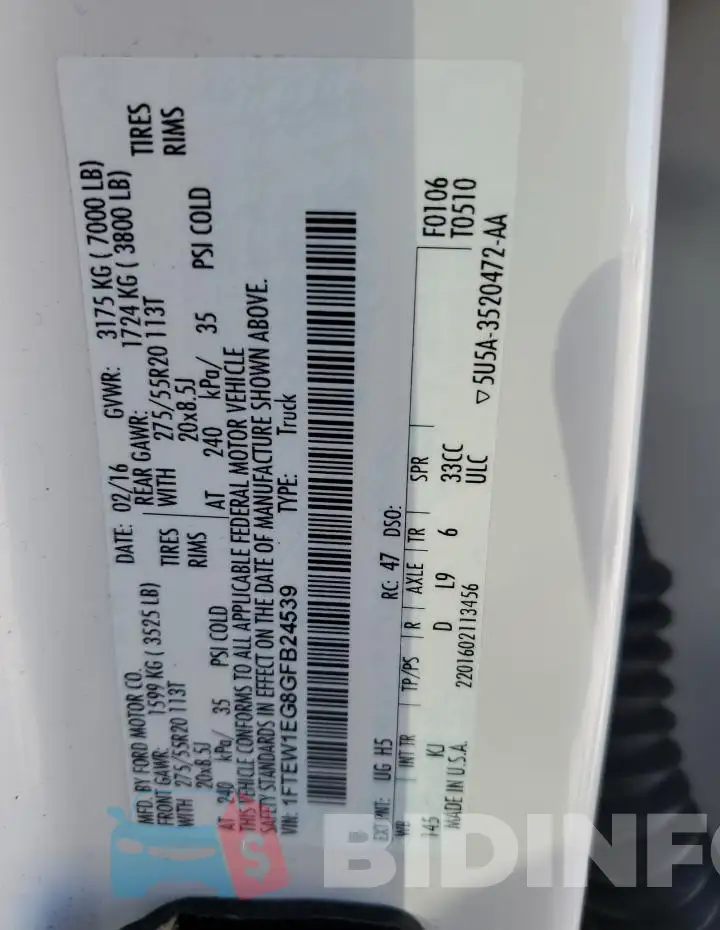 1FTEW1EG8GFB24539 Photo# 12