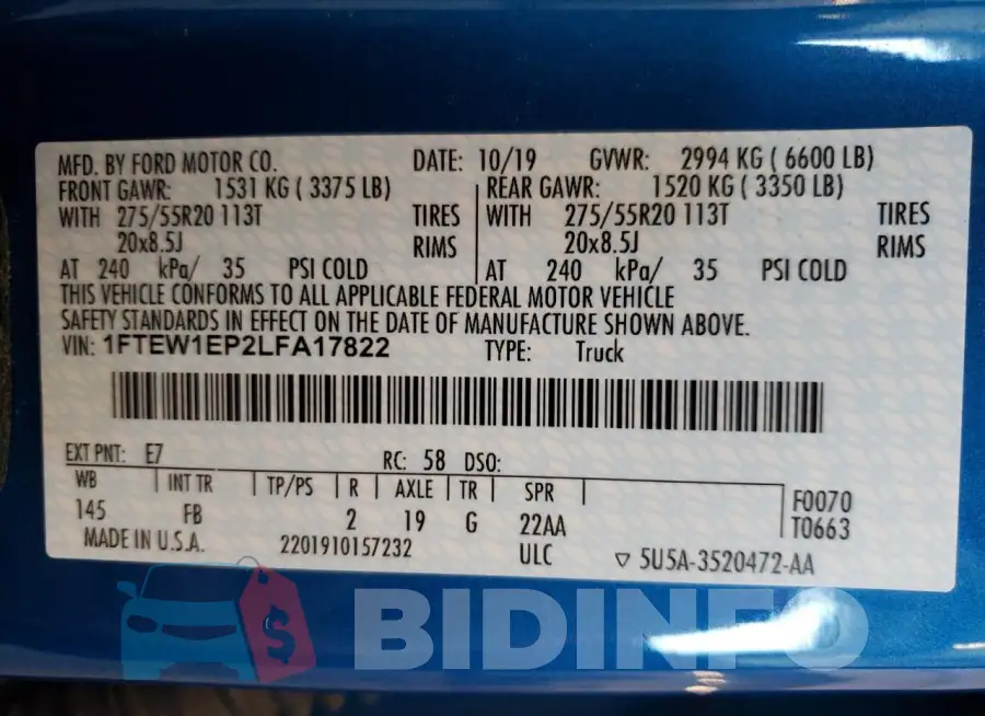 1FTEW1EP2LFA17822 Photo# 12