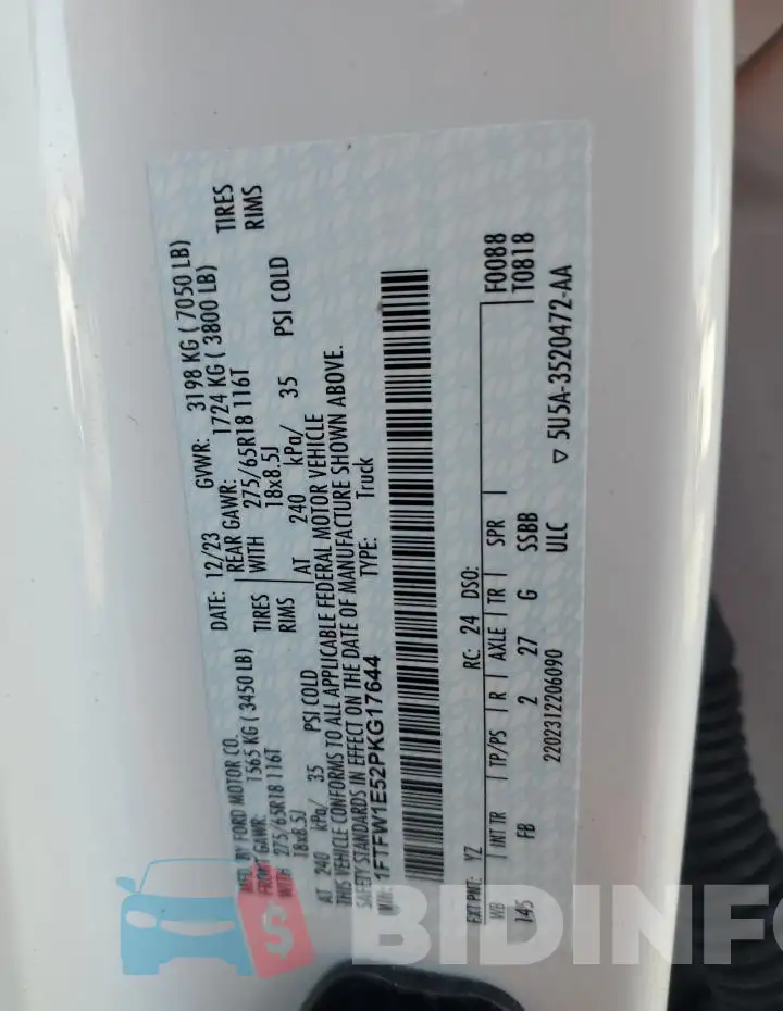 1FTFW1E52PKG17644 Photo# 12