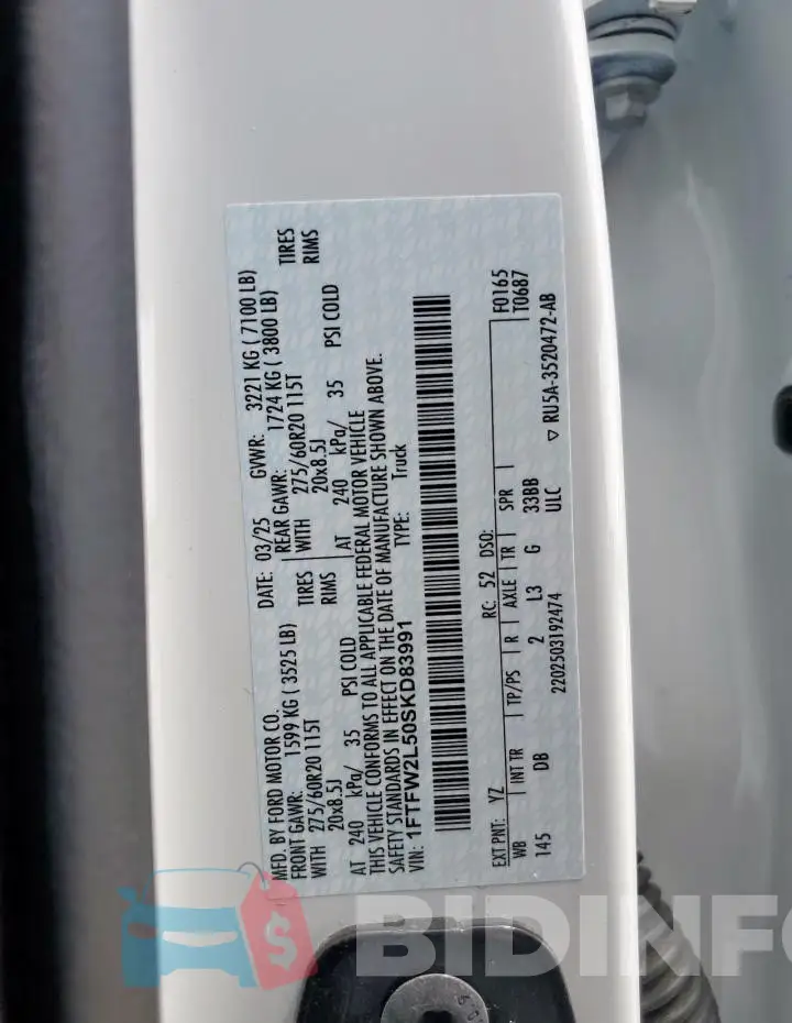 1FTFW2L50SKD83991 Photo# 12