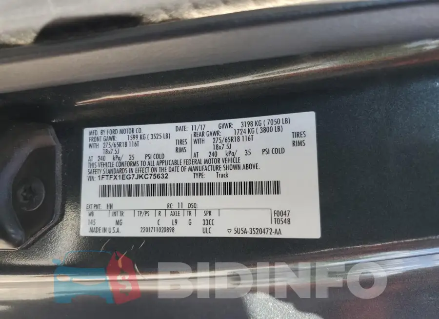 1FTFX1EG7JKC75632 Photo# 12