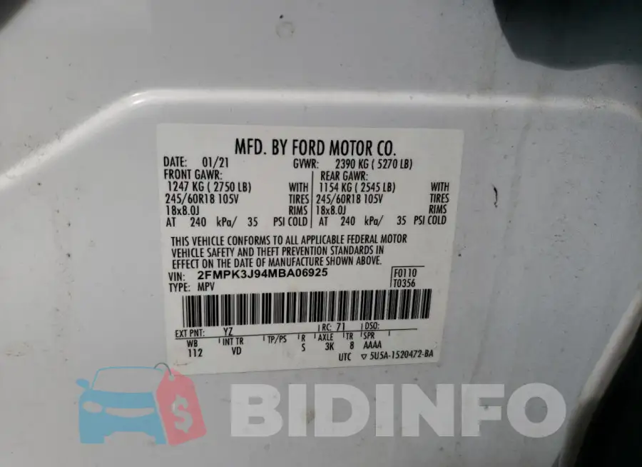 2FMPK3J94MBA06925 Photo# 13