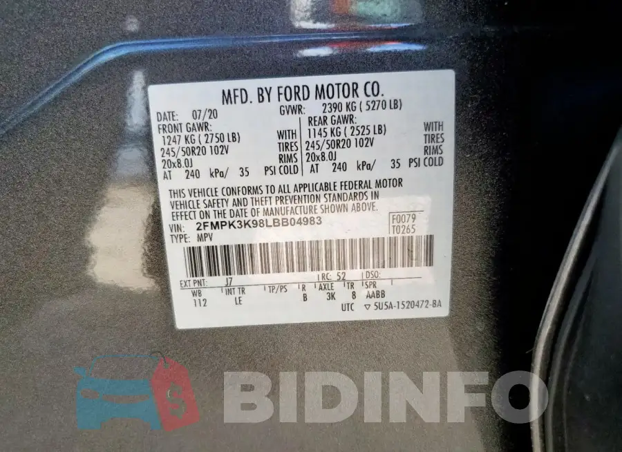 2FMPK3K98LBB04983 Photo# 13