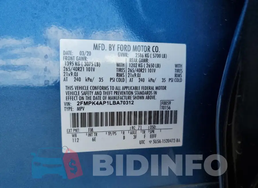 2FMPK4AP1LBA70312 Photo# 14