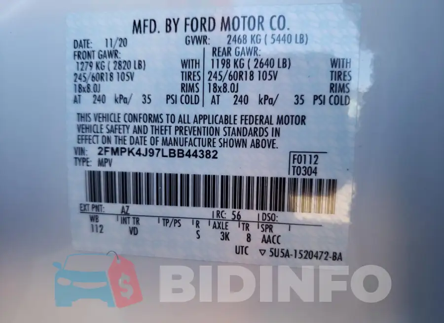 2FMPK4J97LBB44382 Photo# 13