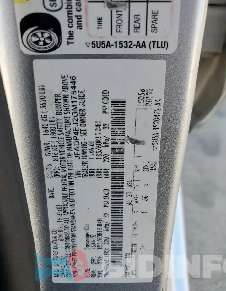 3FADP4EJ2GM178446 Photo# 12