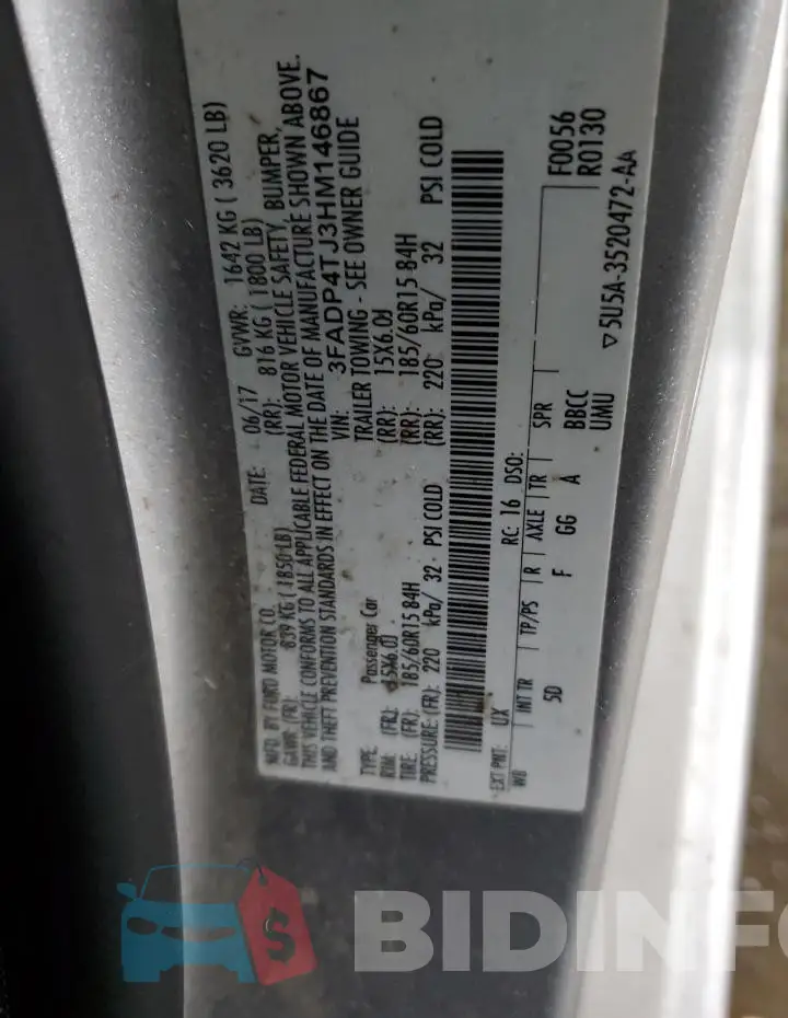 3FADP4TJ3HM146867 Photo# 13