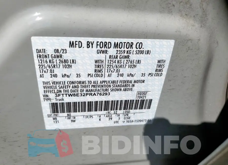 3FTTW8E32PRA76293 Photo# 12