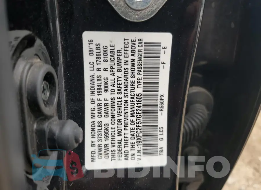 19XFC2F57GE241605 Photo# 13