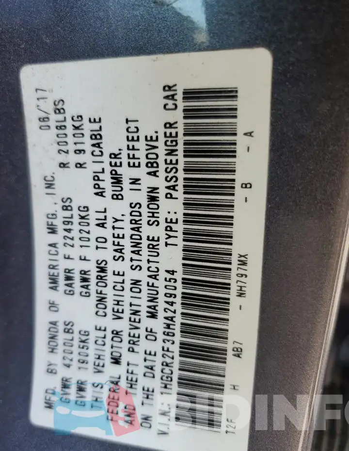 1HGCR2F36HA249054 Photo# 12