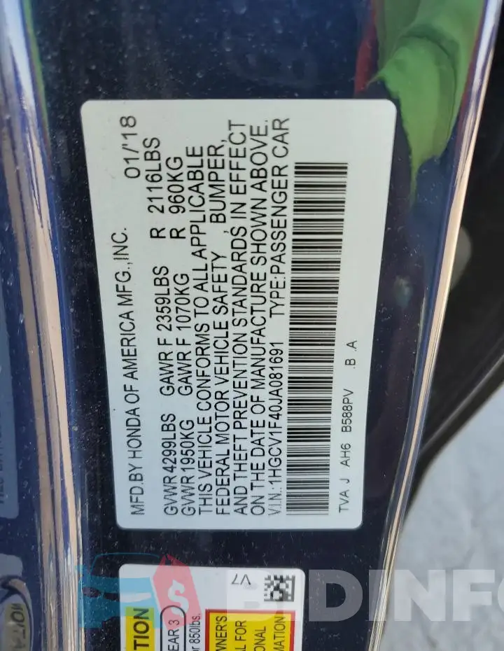 1HGCV1F40JA081691 Photo# 12