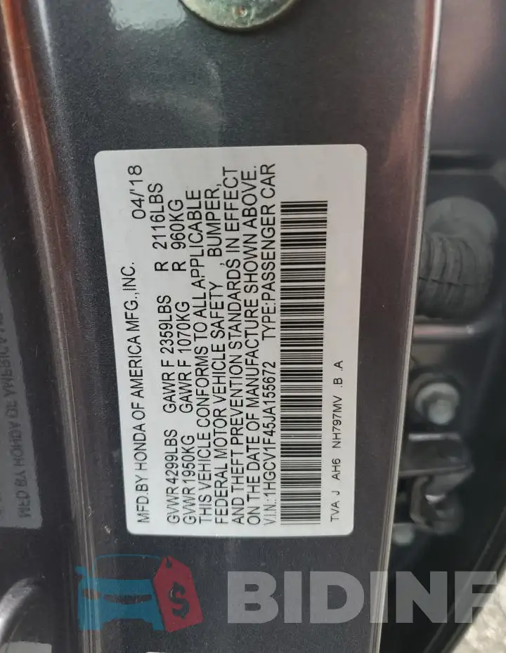 1HGCV1F45JA155672 Photo# 12