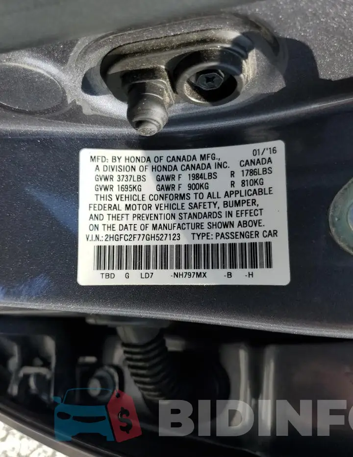 2HGFC2F77GH527123 Photo# 13