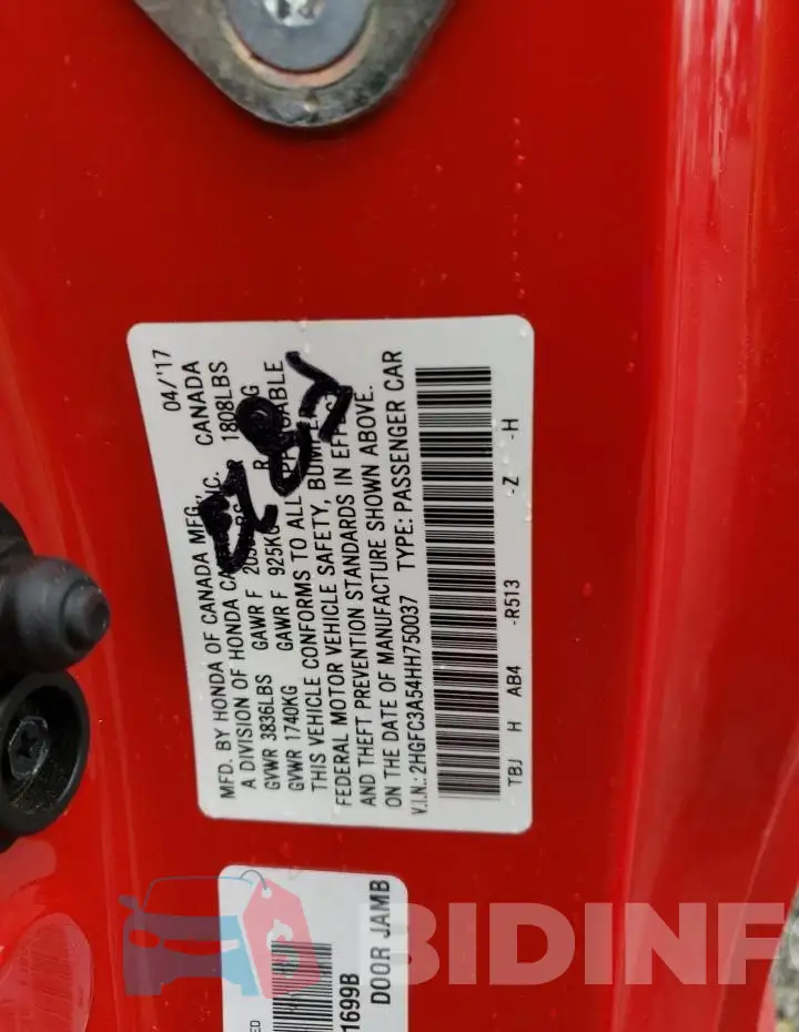 2HGFC3A54HH750037 Photo# 13