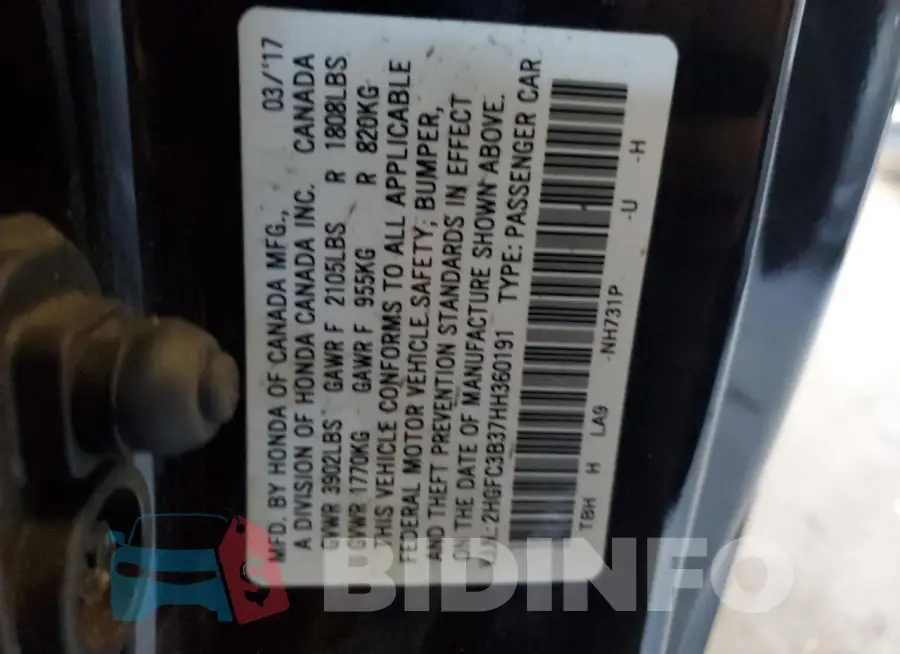 2HGFC3B37HH360191 Photo# 12