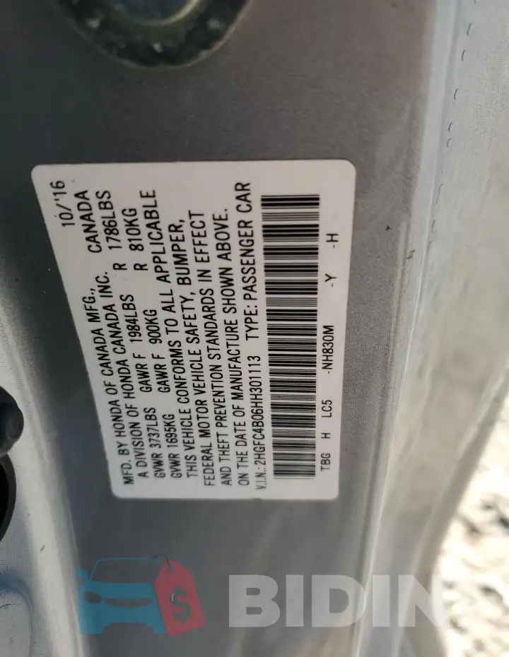 2HGFC4B06HH301113 Photo# 12