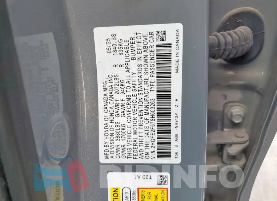 2HGFE2F57SH603263 Photo# 13