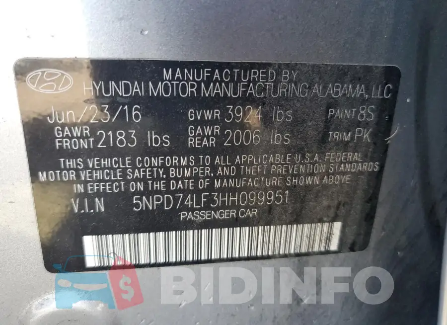 5NPD74LF3HH099951 Photo# 12