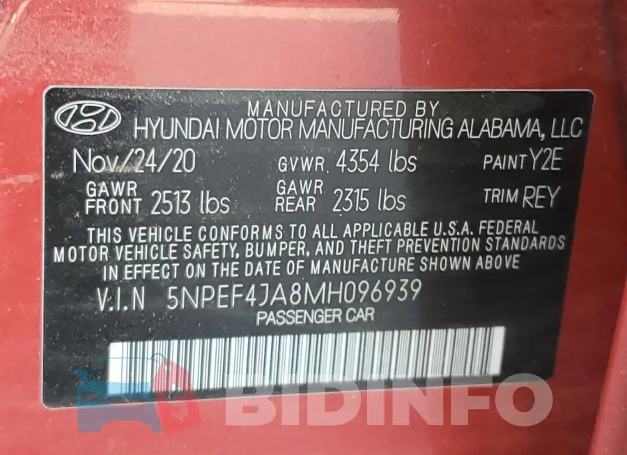 5NPEF4JA8MH096939 Photo# 12