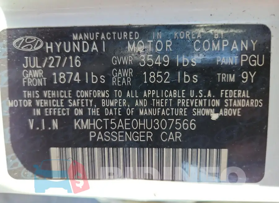 KMHCT5AE0HU307566 Photo# 13