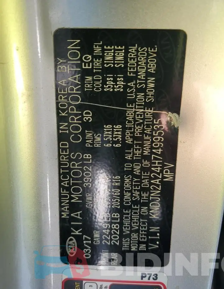 KNDJN2A24H7499535 Photo# 14