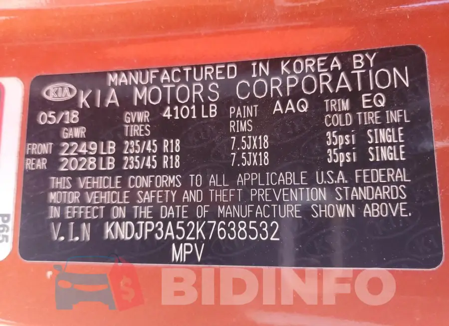 KNDJP3A52K7638532 Photo# 14