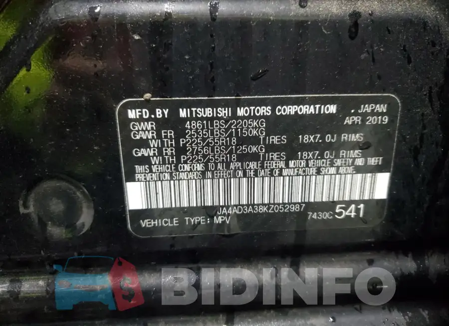 JA4AD3A38KZ052987 Photo# 13