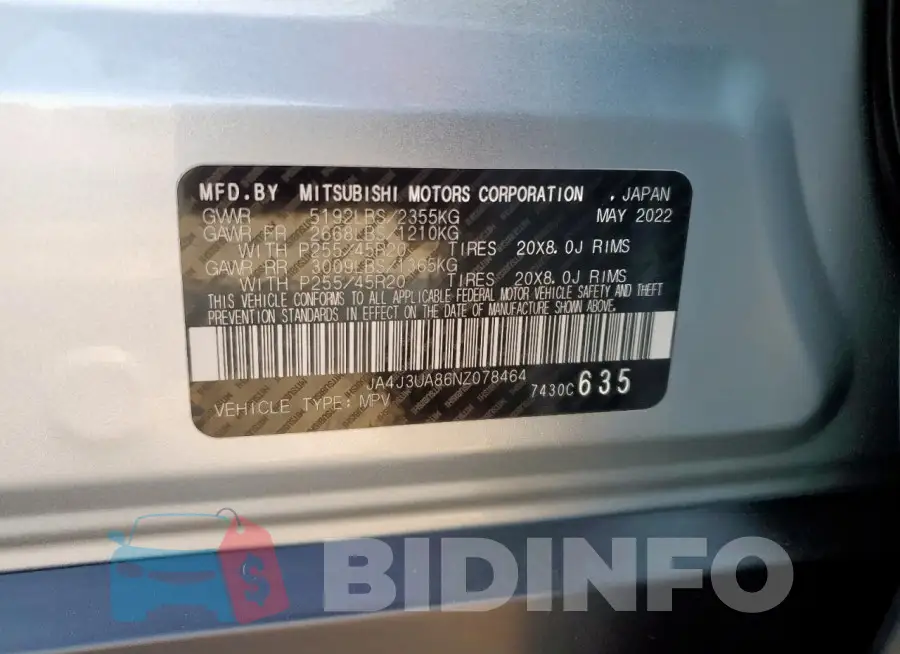 JA4J3UA86NZ078464 Photo# 12