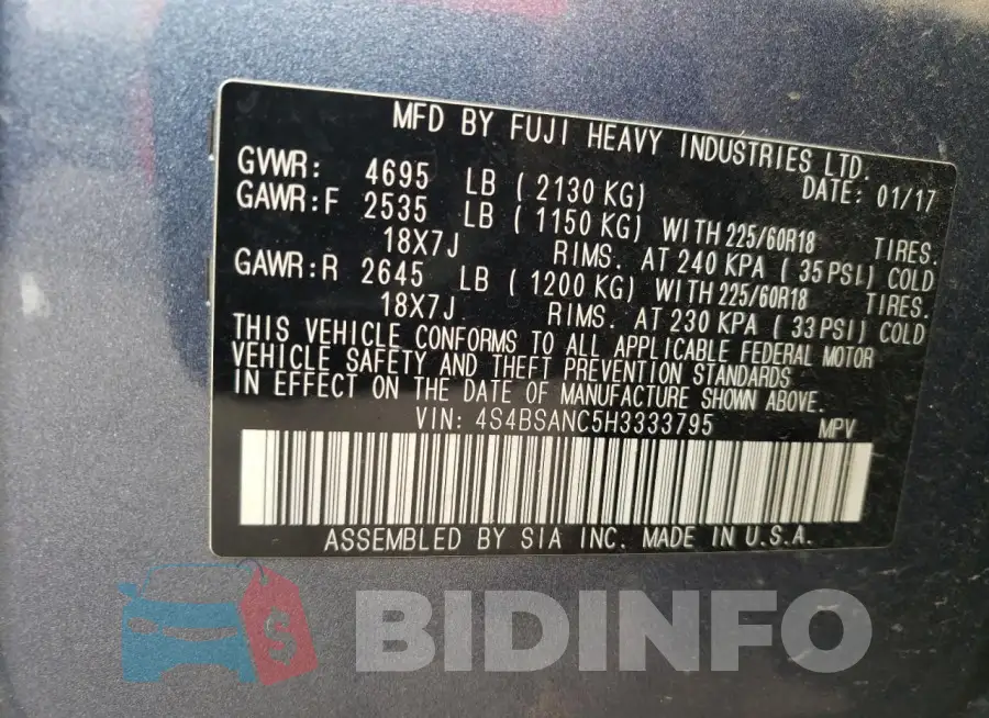 4S4BSANC5H3333795 Photo# 12