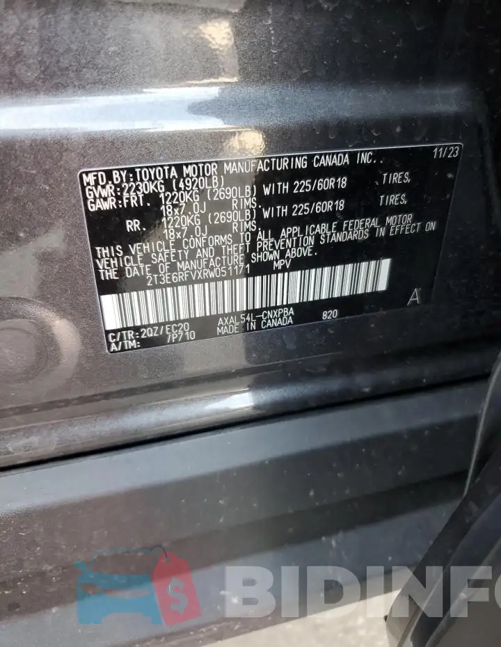2T3E6RFVXRW051171 Photo# 14