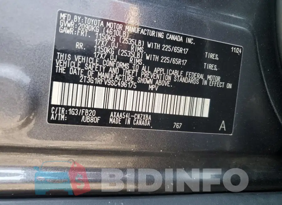 2T3G1RFV9SC496175 Photo# 13