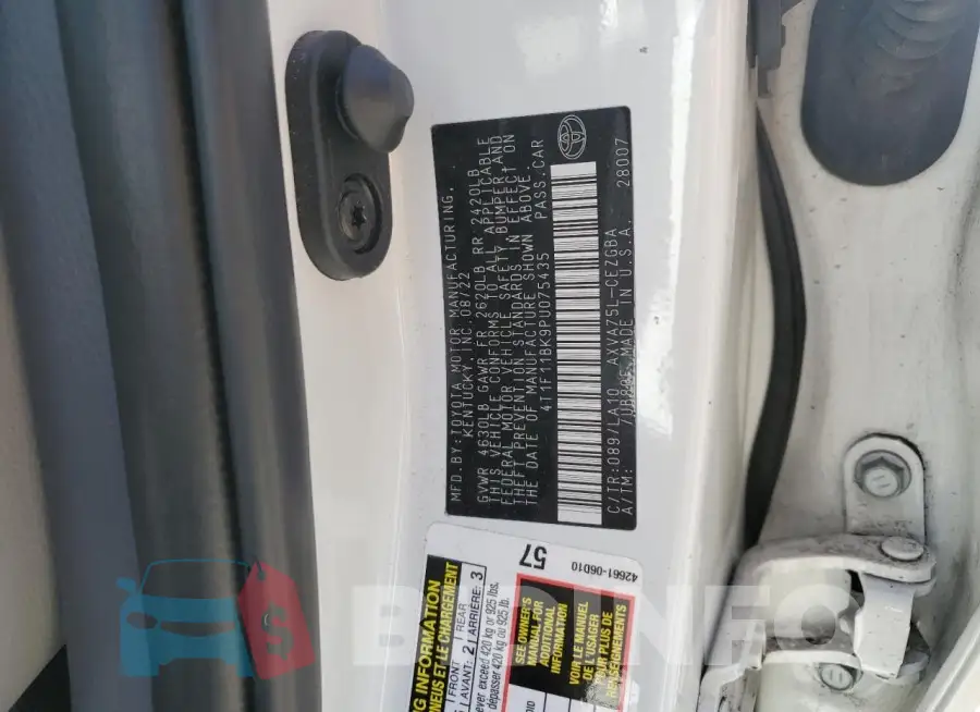 4T1F11BK9PU075435 Photo# 12