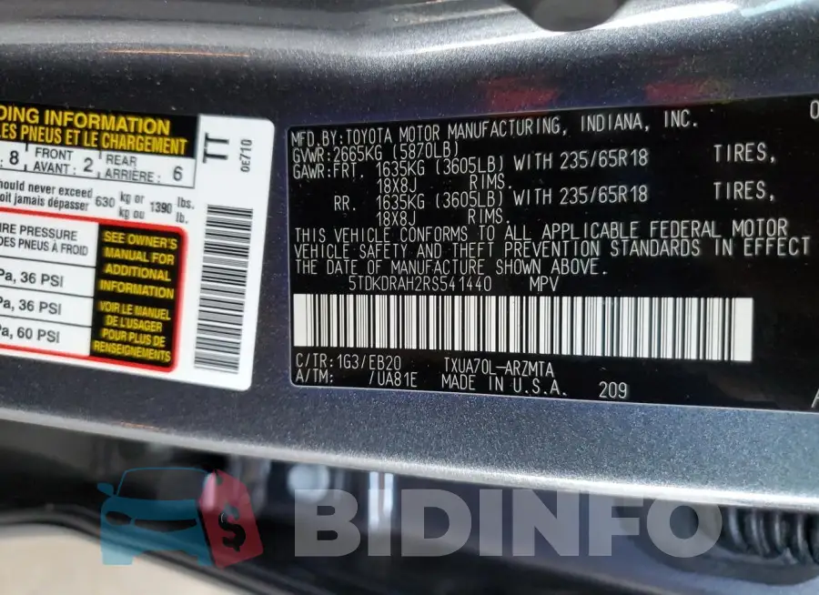 5TDKDRAH2RS541440 Photo# 13