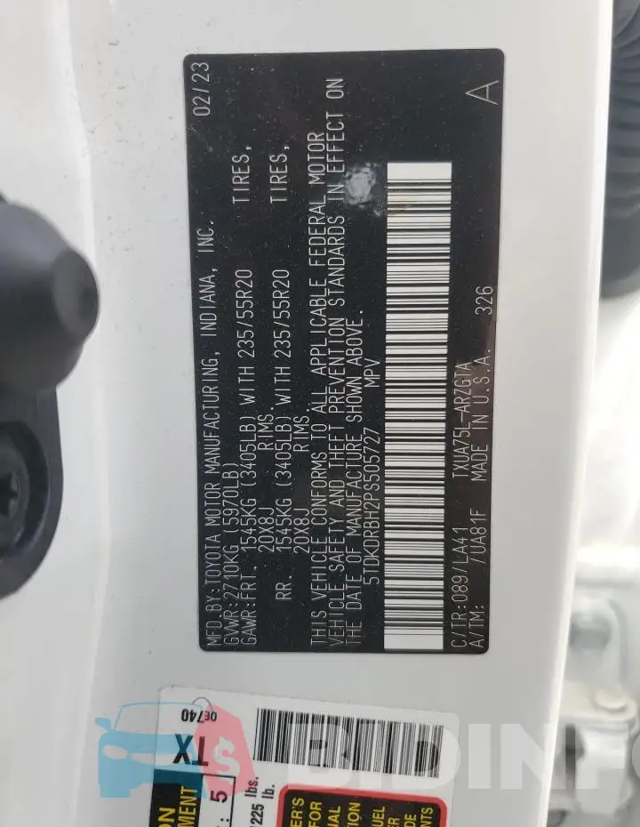 5TDKDRBH2PS505727 Photo# 13
