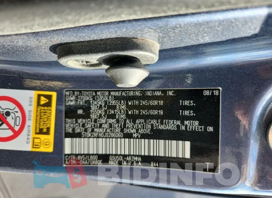 5TDKZRFH0JS286060 Photo# 12