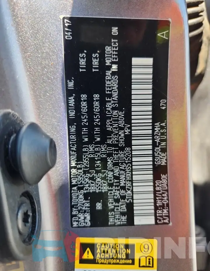 5TDKZRFHXHS515208 Photo# 14