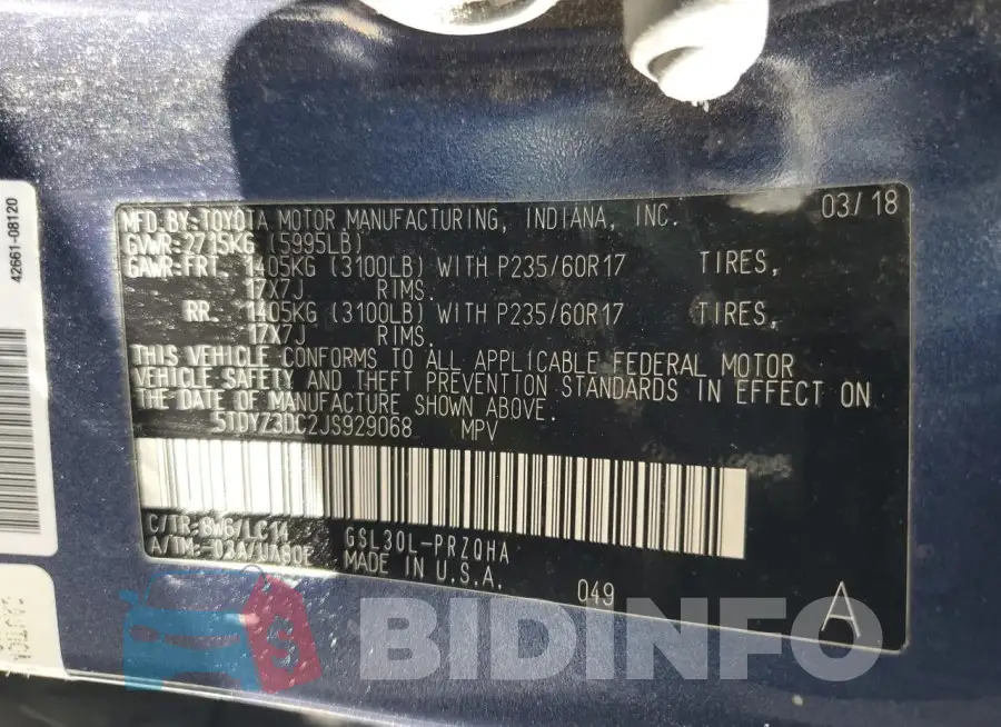 5TDYZ3DC2JS929068 Photo# 14