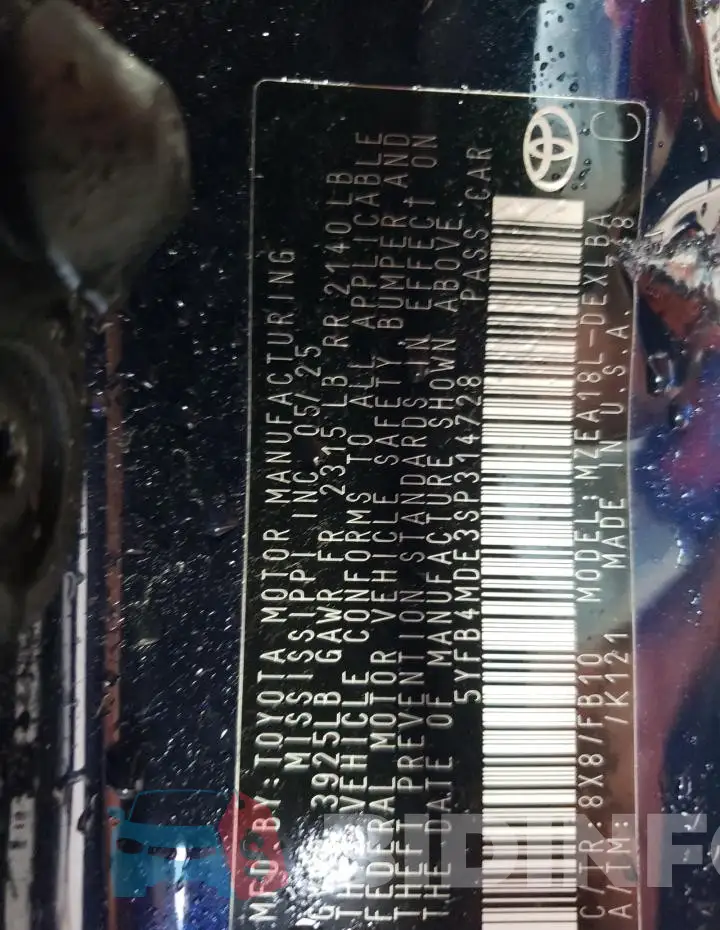 5YFB4MDE3SP314728 Photo# 13