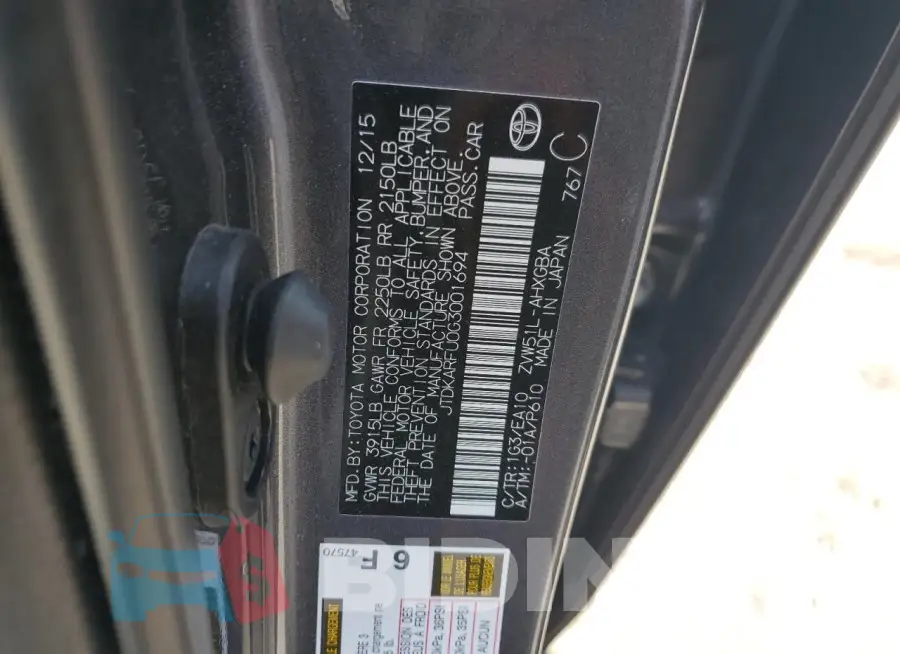 JTDKARFU0G3001694 Photo# 13