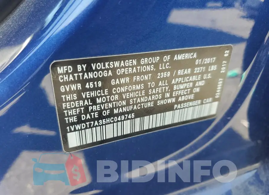 1VWDT7A35HC049745 Photo# 12